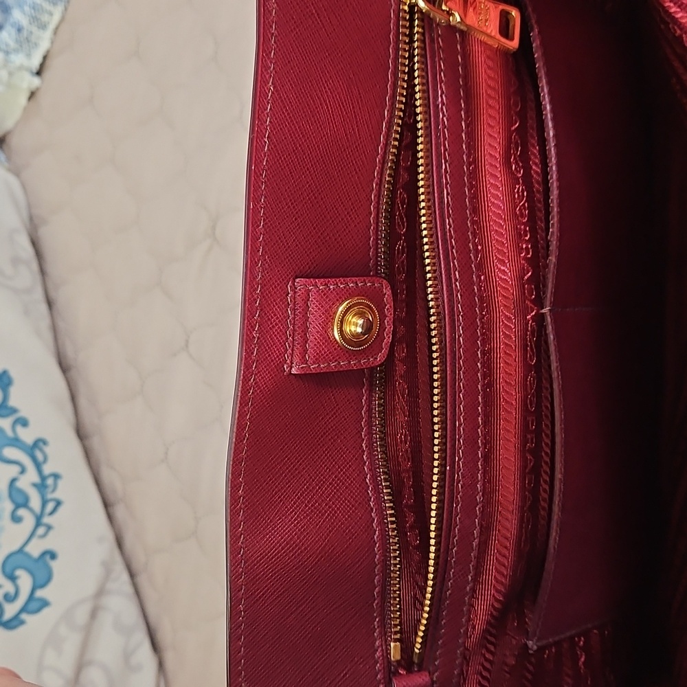 Prada Burgundy Leather Tote Bag - Picture 6 of 13